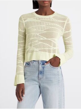 Steve Madden Pale Yellow Pointelle Knit Sweater